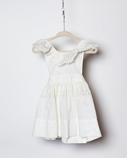 1950's White Frilled Pinafore Baby Dress