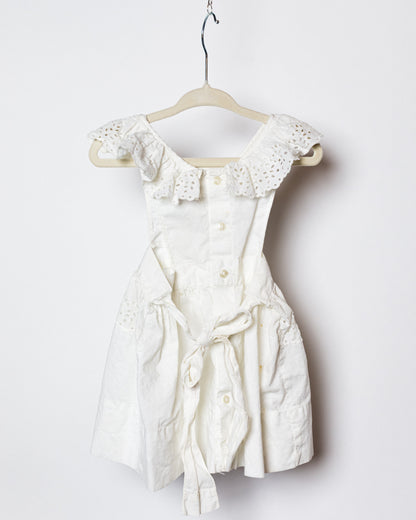 1950's White Frilled Pinafore Baby Dress