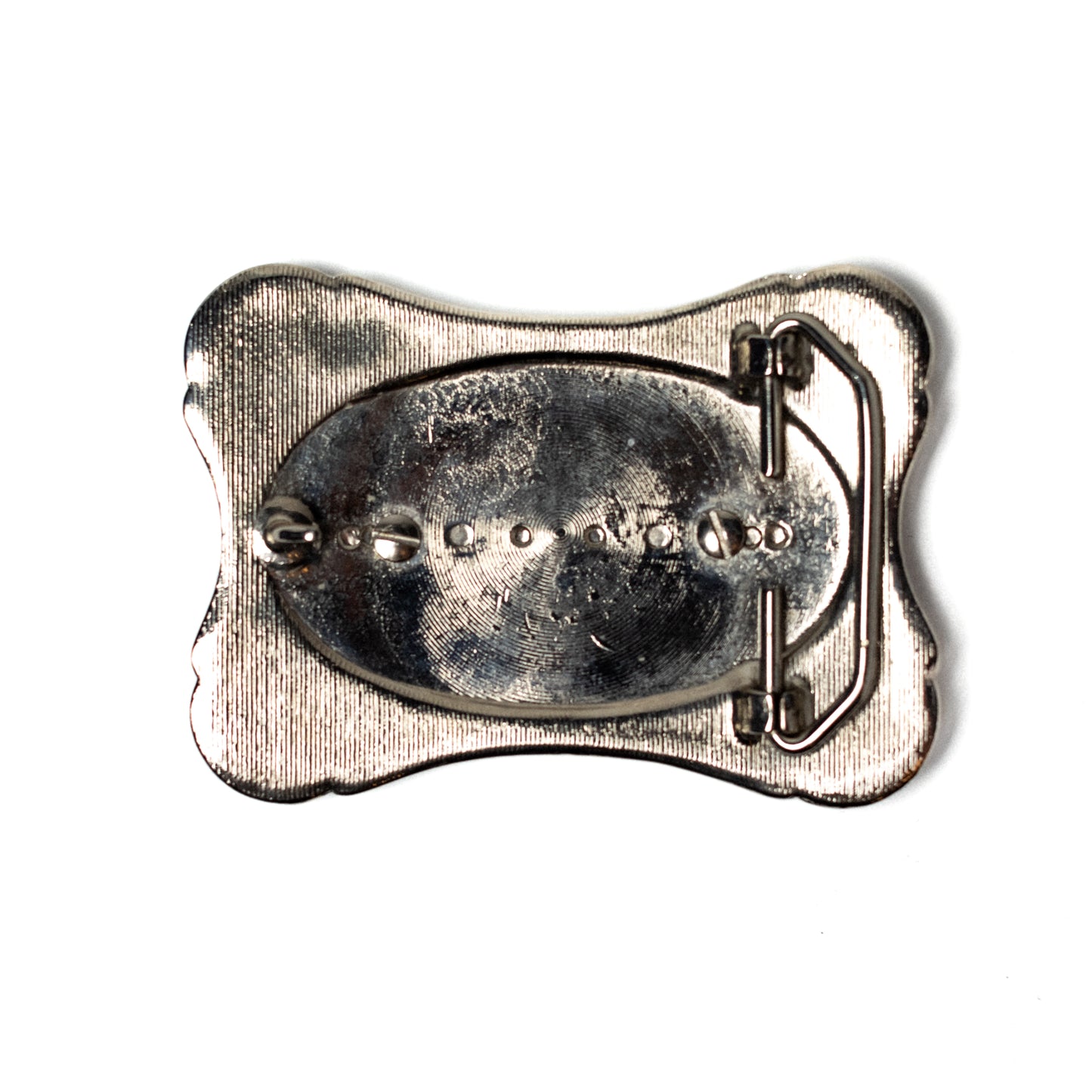 Malachite Stone Silvertone Belt Buckle