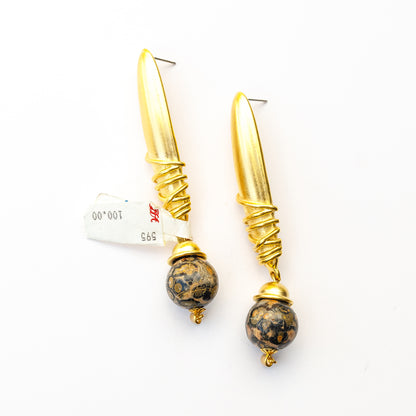 1980's Saks Fifth Avenue Gold Plated Stone Earrings