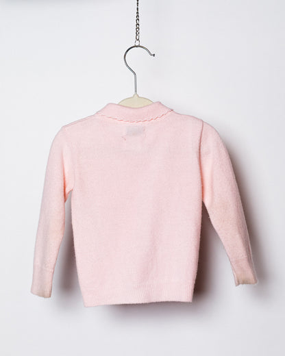 1950's Light Pink Knit Acrylic Baby Cardigan