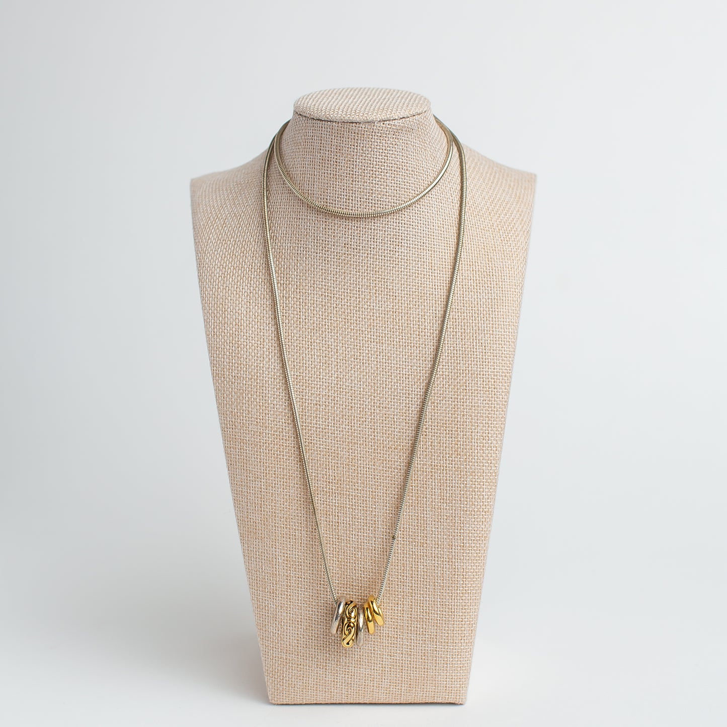 Vintage Two-Tone Multiring Charm Necklace