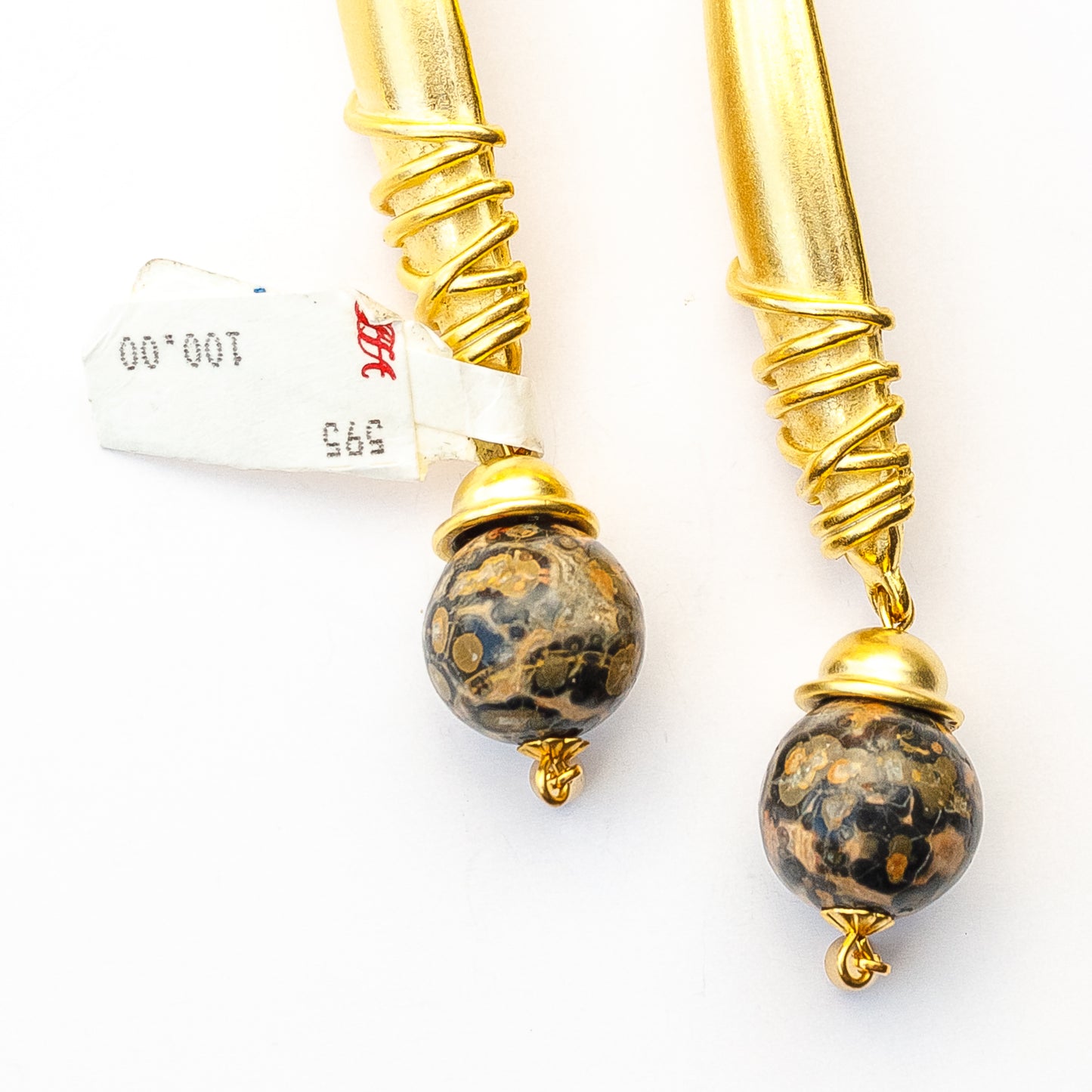 1980's Saks Fifth Avenue Gold Plated Stone Earrings