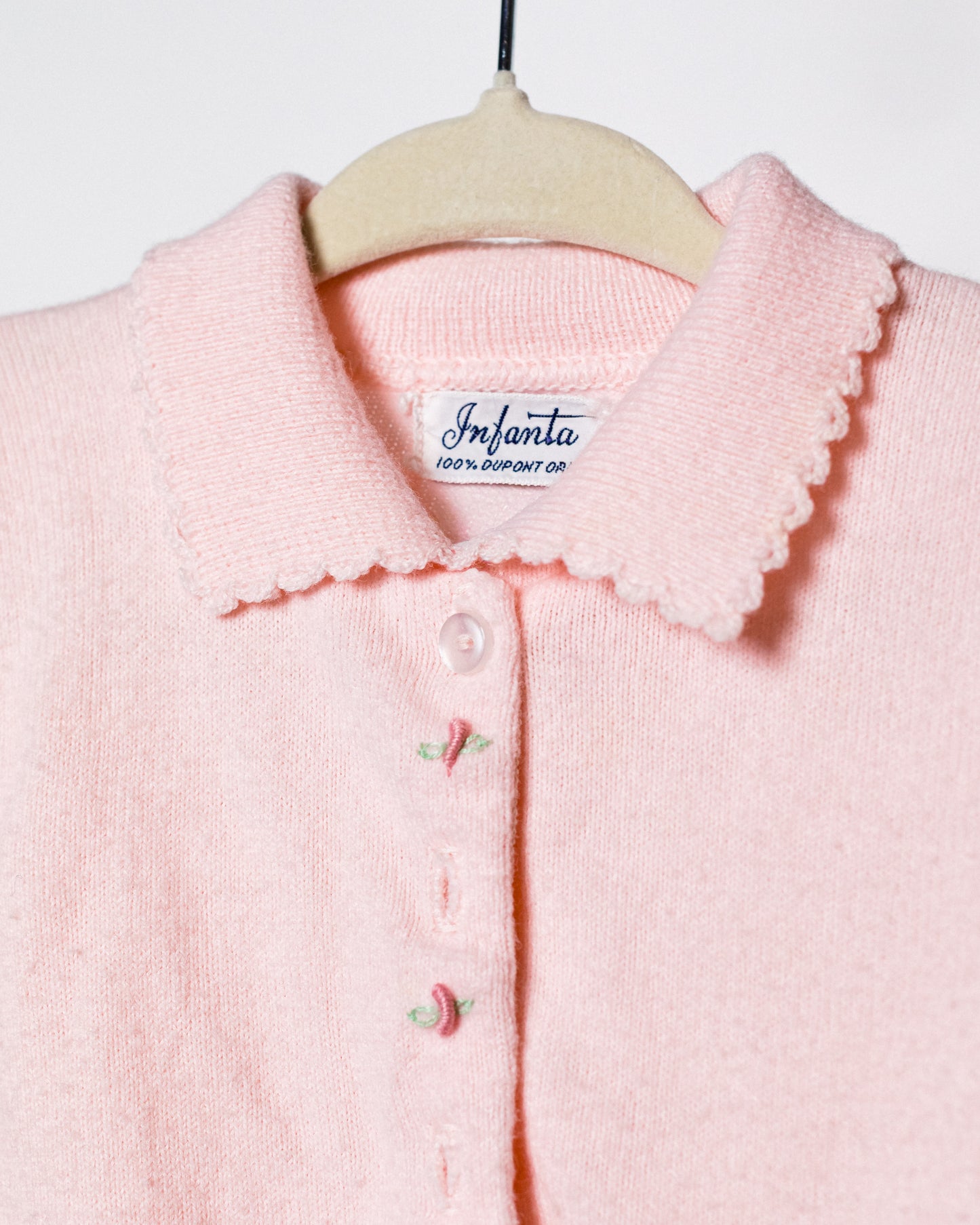 1950's Light Pink Knit Acrylic Baby Cardigan