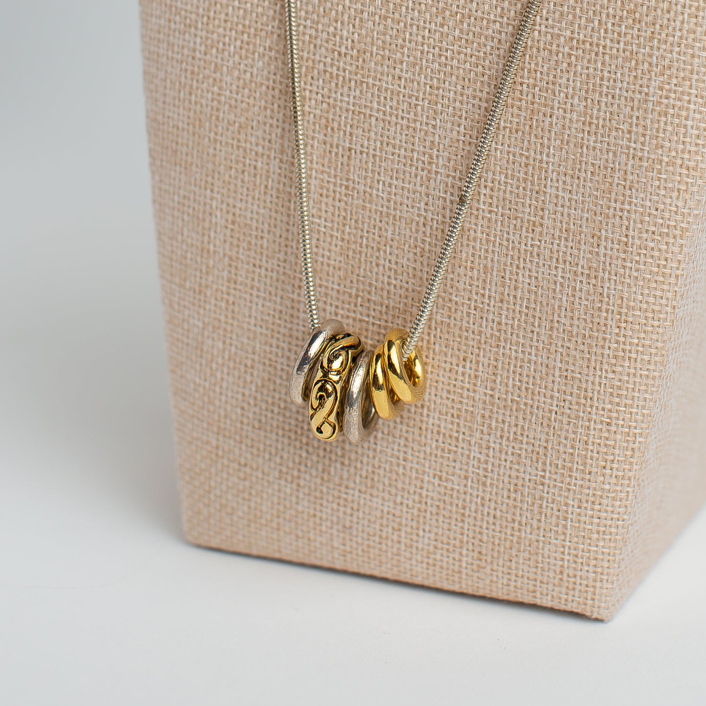 Vintage Two-Tone Multiring Charm Necklace