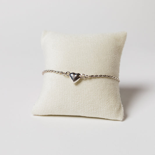 Vintage Italian-Made Sterling Silver Puffy Heart Bracelet