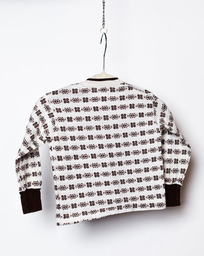 1970's Brown and White Long Sleeve Baby Shirt