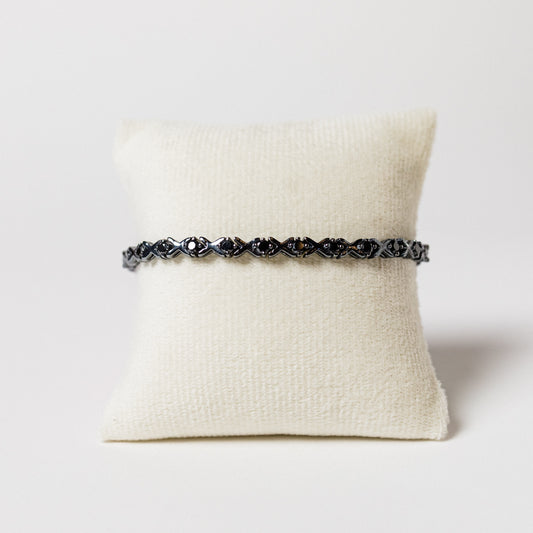 Unsigned Black Plated Gemstone Tennis Bracelet