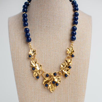 Vintage Gold-Tone Beaded Statement Necklace