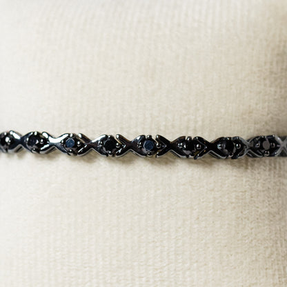 Unsigned Black Plated Gemstone Tennis Bracelet