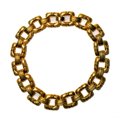 Goldtone Square Link Collar Necklace