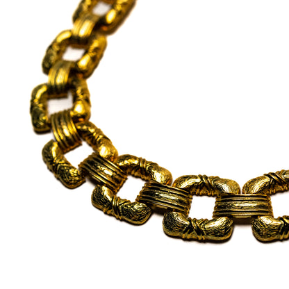 Goldtone Square Link Collar Necklace