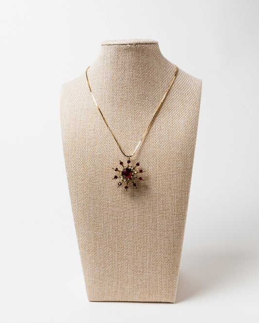 Vintage 1950's Unsigned Coro Pendant on Gold-Tone Chain