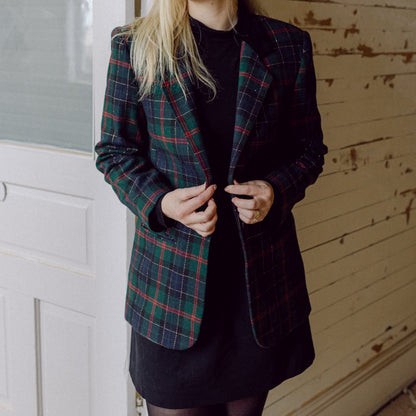 Sag Harbor Plaid Coat with Velvet Collar