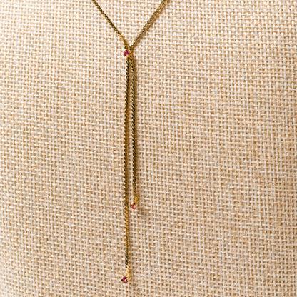 Vintage Genuine Ruby 12K Gold-Filled Necklace