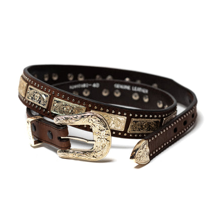 Nocona Studded Silvertone Belt