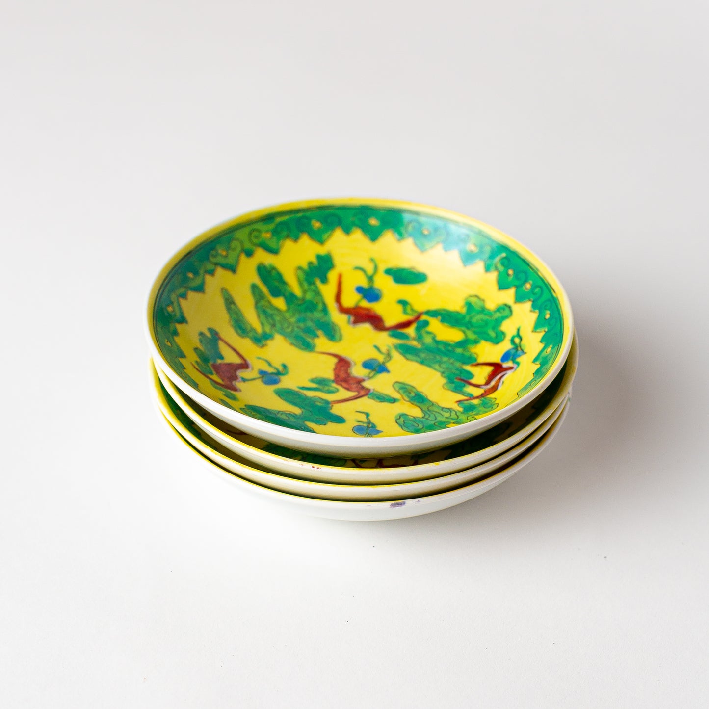 Hi Japanese Porcelain Wares Hand-Painted Saucers, 1970's, Set of 4