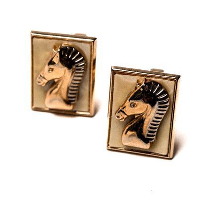 Swank Mother of Pearl Horse Cuff Link