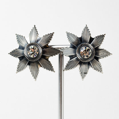Vintage 1980's Signed Ermani Bulatti Clip-on Starburst Earrings