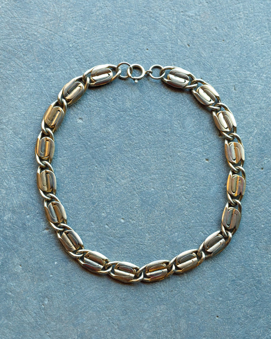 Vintage Silver-Tone Swirl Link Choker Necklace