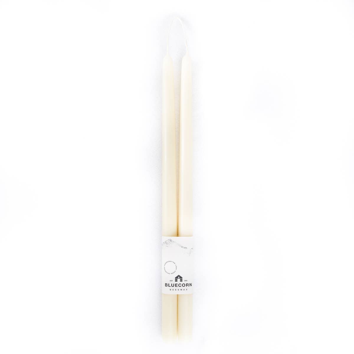 Pair of Hand-Dipped Beeswax Taper Candles: 10" / Raw