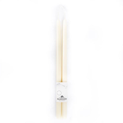 Pair of Hand-Dipped Beeswax Taper Candles: 10" / Red