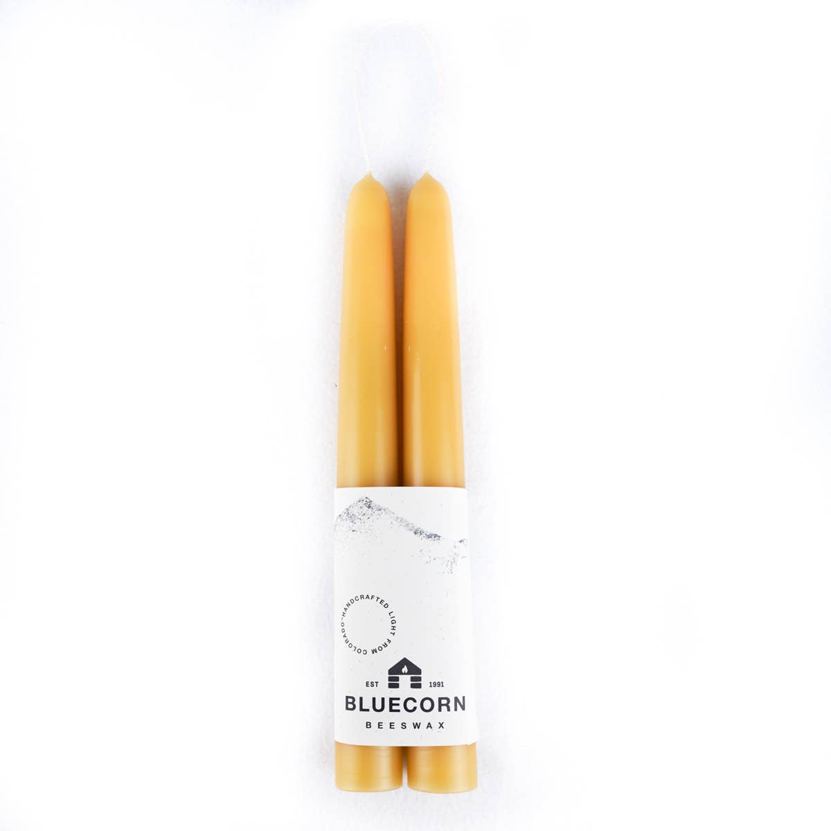 Pair of Hand-Dipped Beeswax Taper Candles: 10" / Apricot