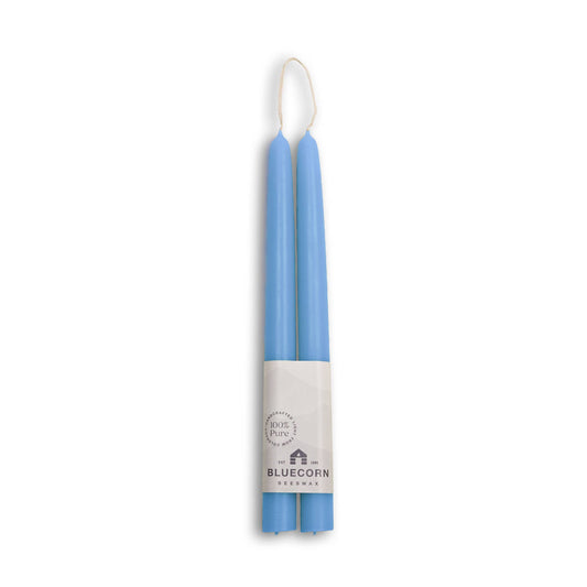 Beeswax Taper Candles – Dripless & Handmade in USA: Sky Blue / 10"