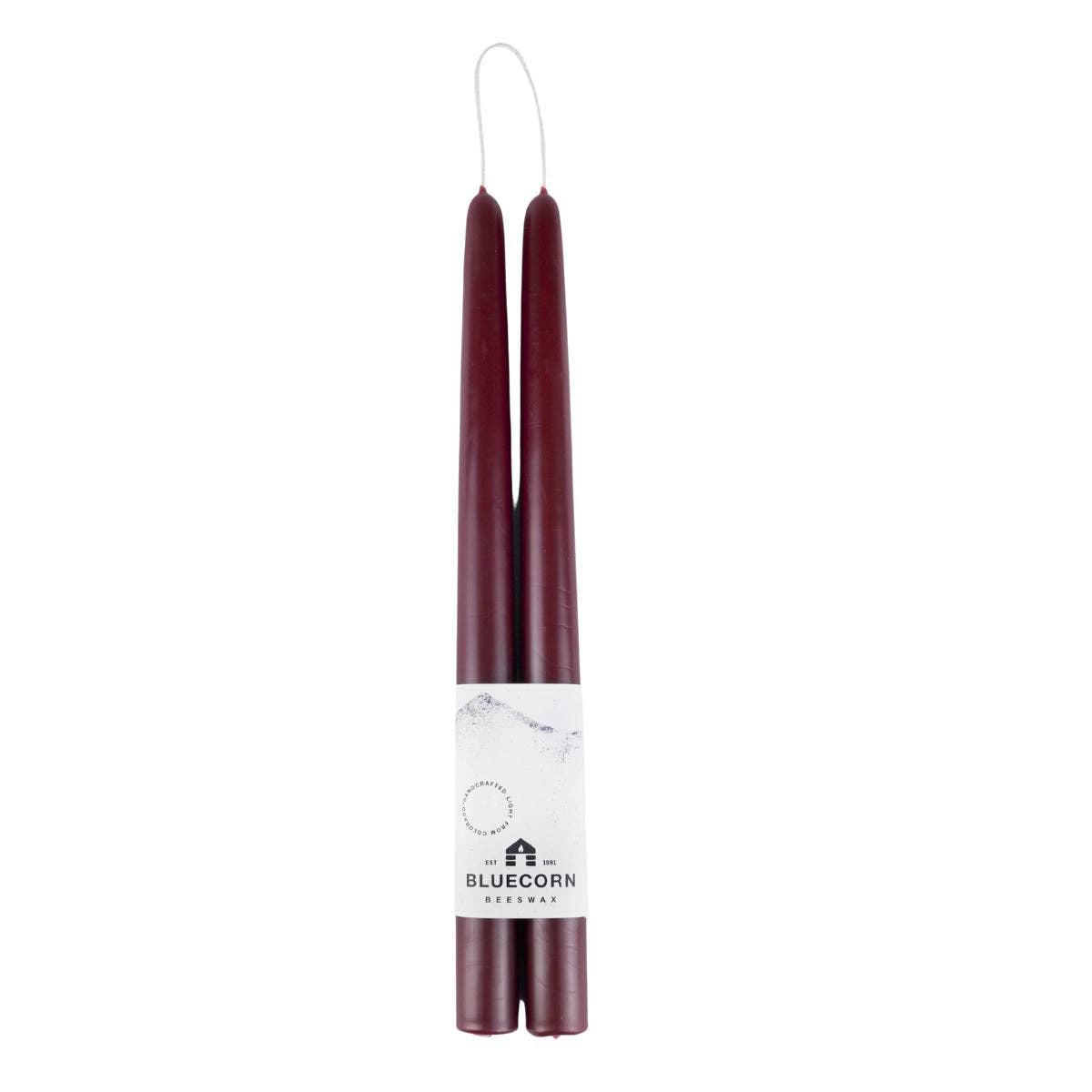 Pair of Hand-Dipped Beeswax Taper Candles: 10" / Dusty Rose
