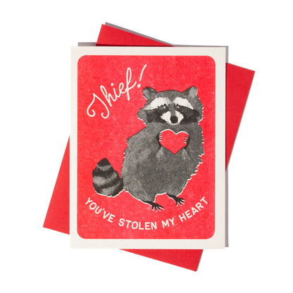 Thief! Raccoon- Risograph Card