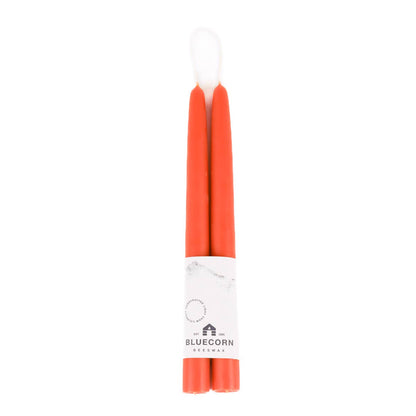 Pair of Hand-Dipped Beeswax Taper Candles: 10" / Apricot
