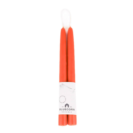 Pair of Hand-Dipped Beeswax Taper Candles: 10" / Apricot