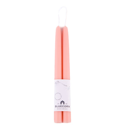 Pair of Hand-Dipped Beeswax Taper Candles: 10" / Dusty Rose