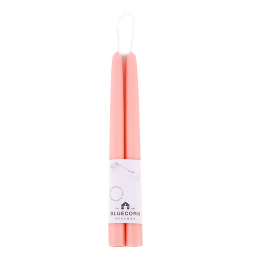 Pair of Hand-Dipped Beeswax Taper Candles: 10" / Dusty Rose