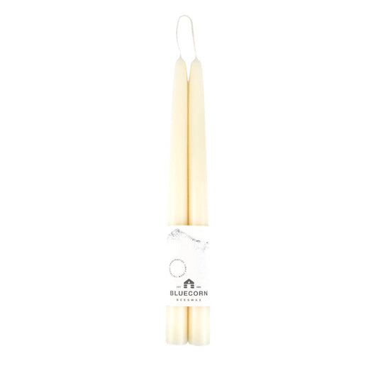 Pair of Hand-Dipped Beeswax Taper Candles: 10" / Ivory