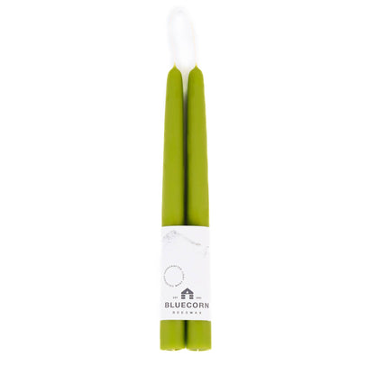Pair of Hand-Dipped Beeswax Taper Candles: 10" / Pistachio
